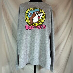 Buc-ee’s Leopard Logo Crewneck Sweatshirt – Gray, XL 🐾✨
